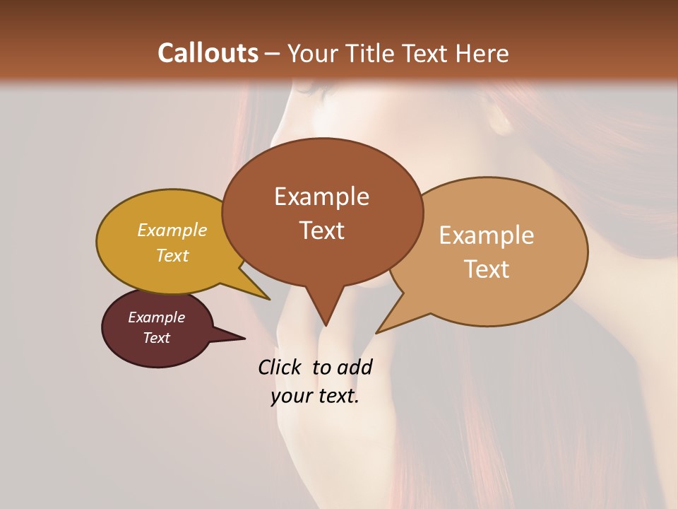 A Woman With Long Red Hair Is Shown With A Brown Background PowerPoint Template
