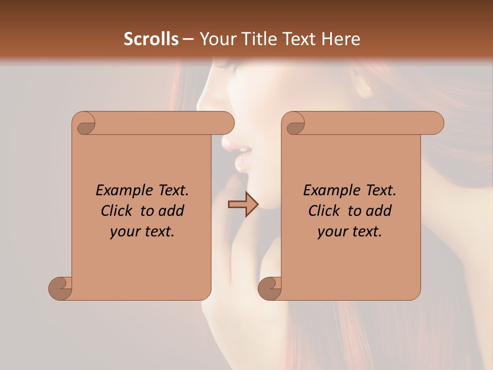 A Woman With Long Red Hair Is Shown With A Brown Background PowerPoint Template