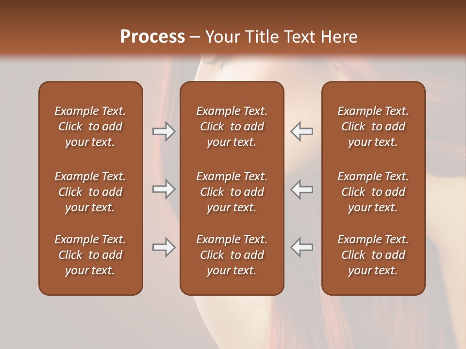A Woman With Long Red Hair Is Shown With A Brown Background PowerPoint Template
