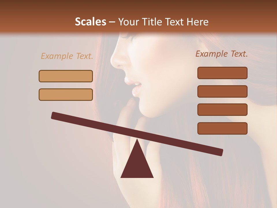 A Woman With Long Red Hair Is Shown With A Brown Background PowerPoint Template