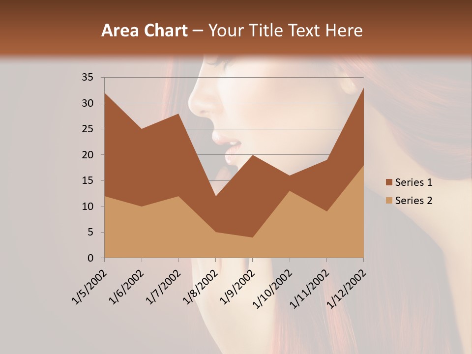 A Woman With Long Red Hair Is Shown With A Brown Background PowerPoint Template