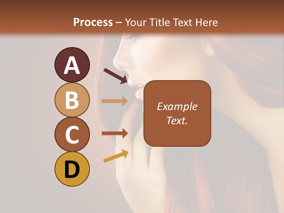 A Woman With Long Red Hair Is Shown With A Brown Background PowerPoint Template