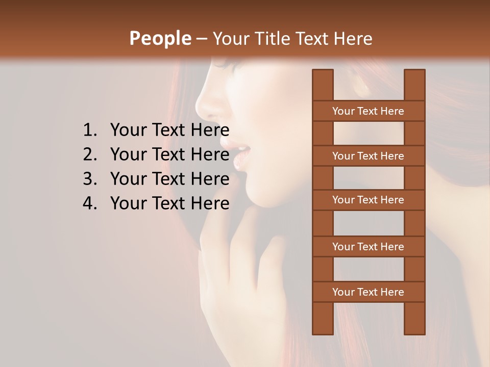 A Woman With Long Red Hair Is Shown With A Brown Background PowerPoint Template