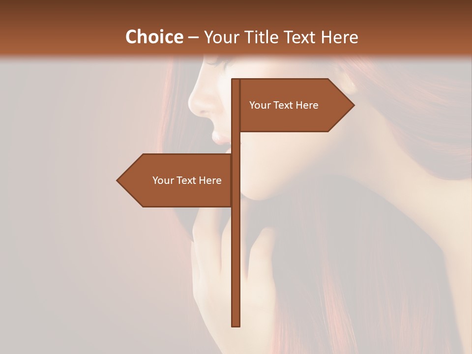 A Woman With Long Red Hair Is Shown With A Brown Background PowerPoint Template