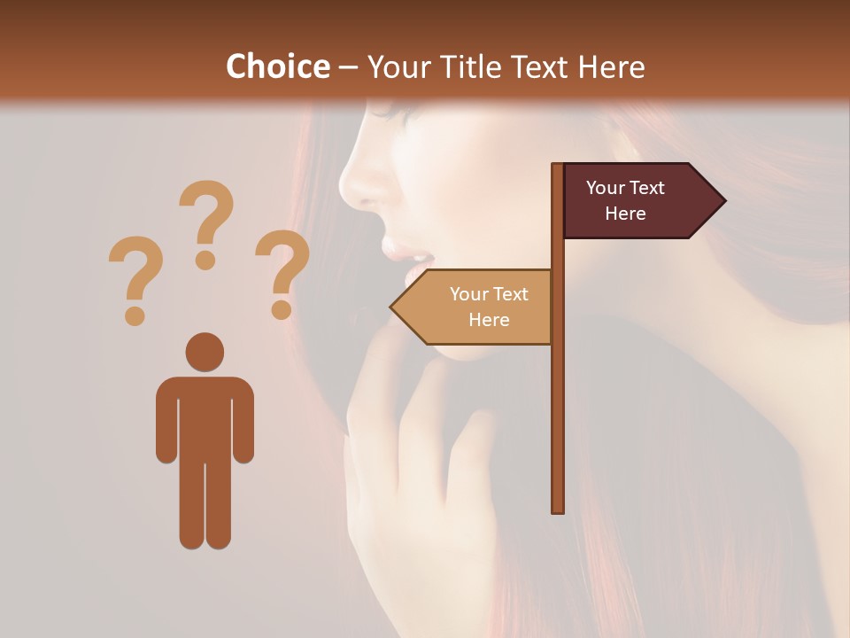 A Woman With Long Red Hair Is Shown With A Brown Background PowerPoint Template