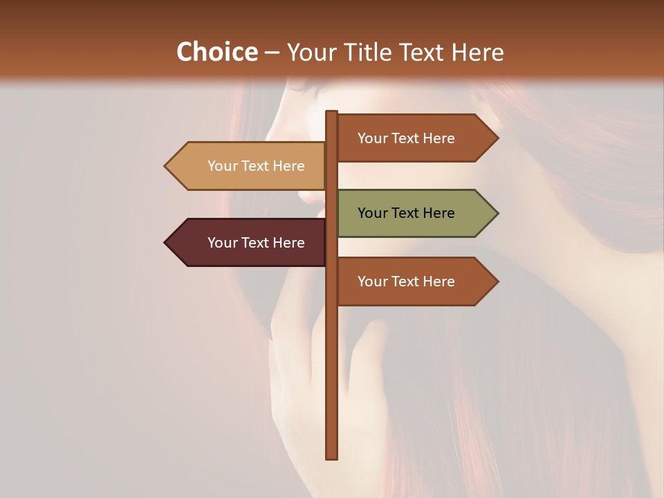 A Woman With Long Red Hair Is Shown With A Brown Background PowerPoint Template