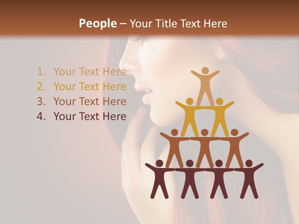 A Woman With Long Red Hair Is Shown With A Brown Background PowerPoint Template