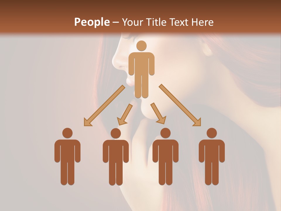 A Woman With Long Red Hair Is Shown With A Brown Background PowerPoint Template