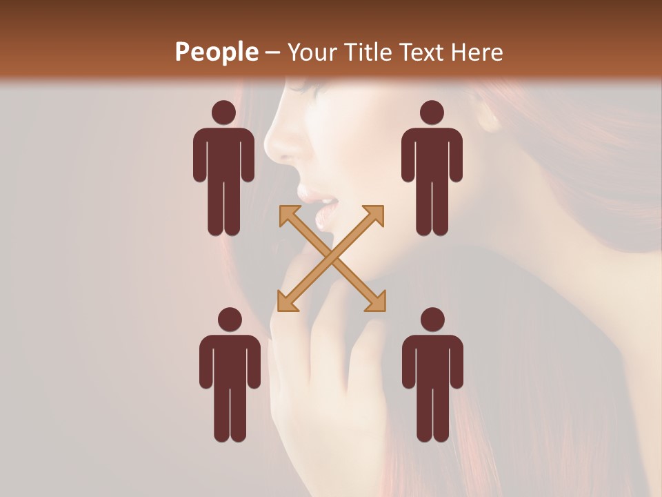 A Woman With Long Red Hair Is Shown With A Brown Background PowerPoint Template