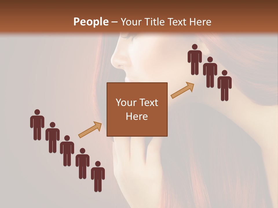 A Woman With Long Red Hair Is Shown With A Brown Background PowerPoint Template