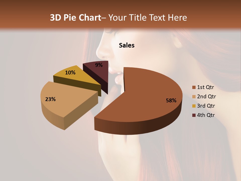 A Woman With Long Red Hair Is Shown With A Brown Background PowerPoint Template