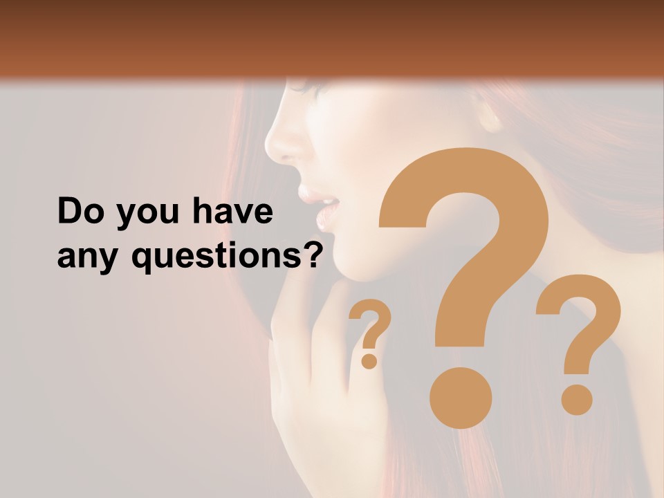 A Woman With Long Red Hair Is Shown With A Brown Background PowerPoint Template