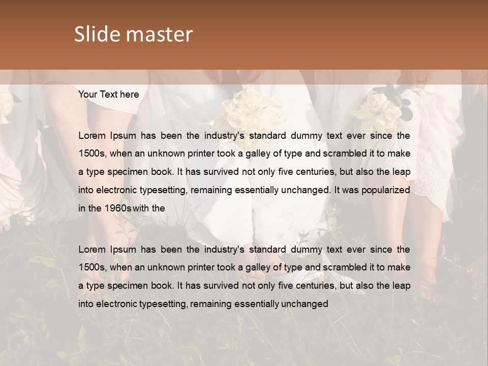 A Group Of Women In White Dresses Sitting On The Grass PowerPoint Template