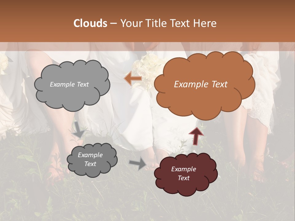 A Group Of Women In White Dresses Sitting On The Grass PowerPoint Template