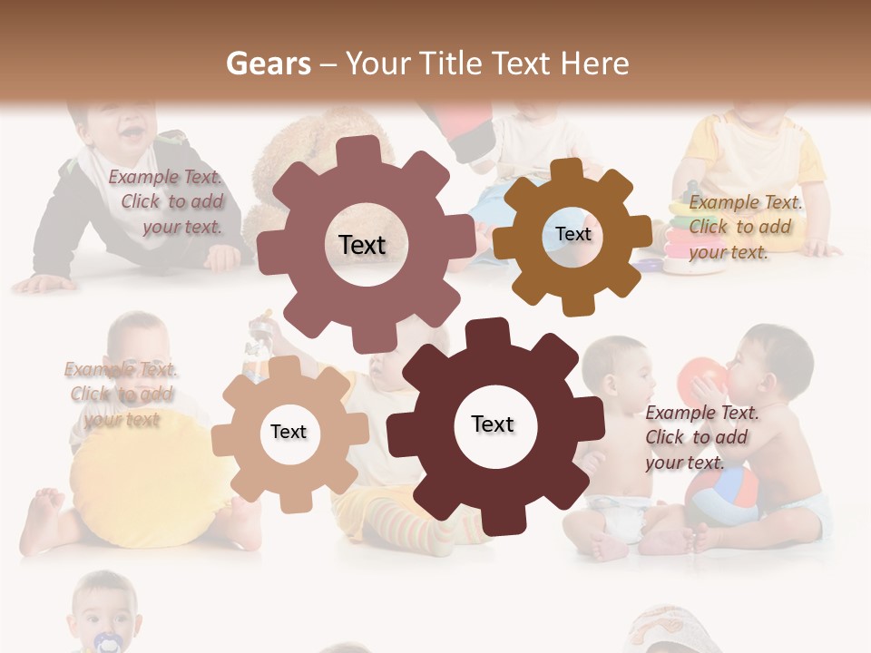 A Group Of Babies Sitting On The Ground With Toys PowerPoint Template