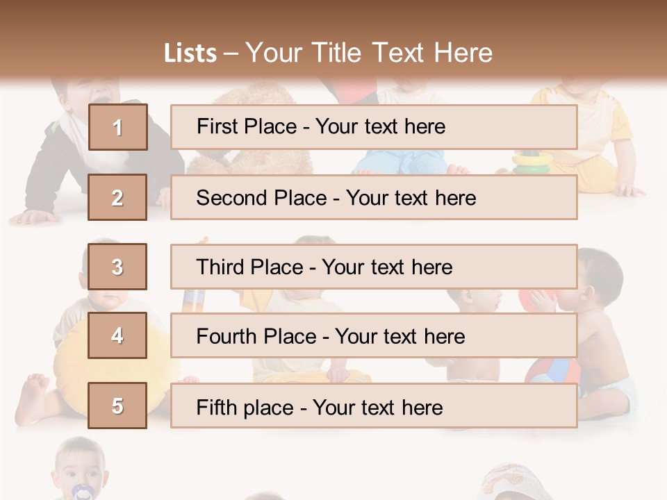 A Group Of Babies Sitting On The Ground With Toys PowerPoint Template