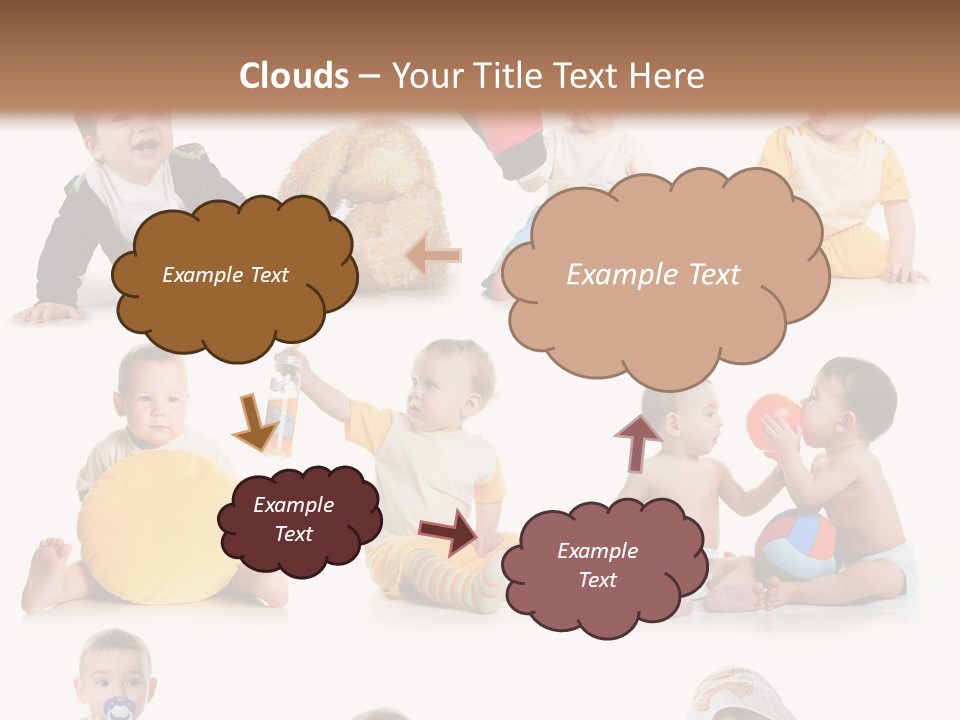 A Group Of Babies Sitting On The Ground With Toys PowerPoint Template