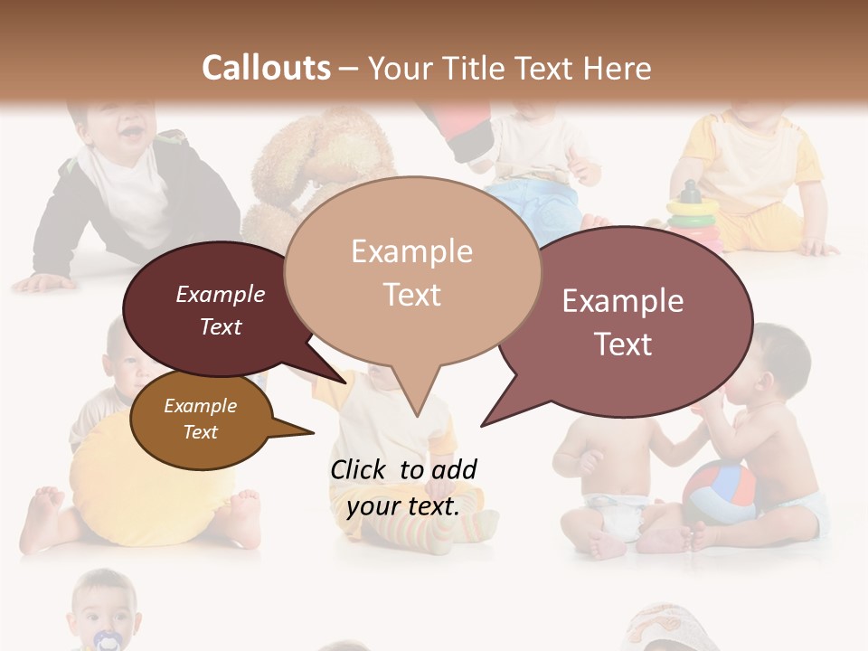 A Group Of Babies Sitting On The Ground With Toys PowerPoint Template