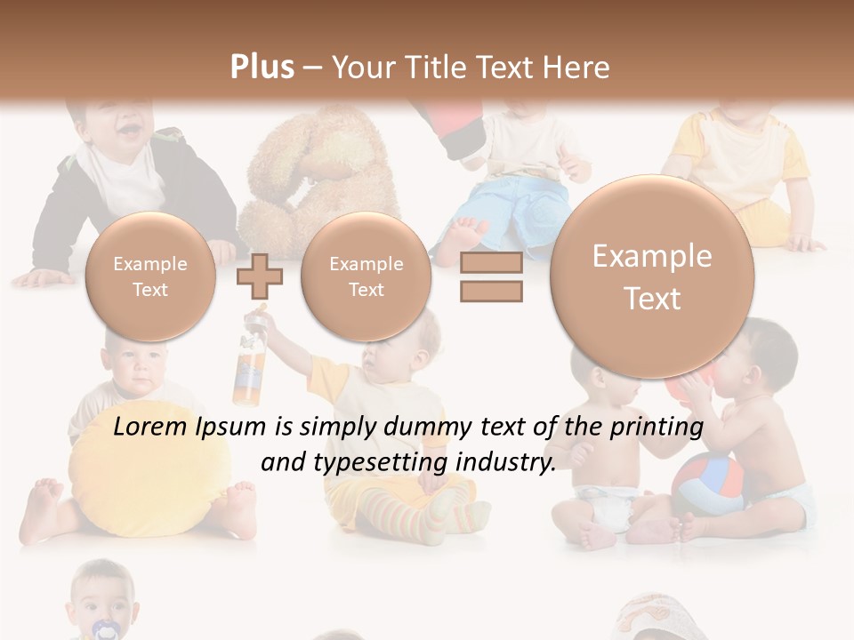 A Group Of Babies Sitting On The Ground With Toys PowerPoint Template