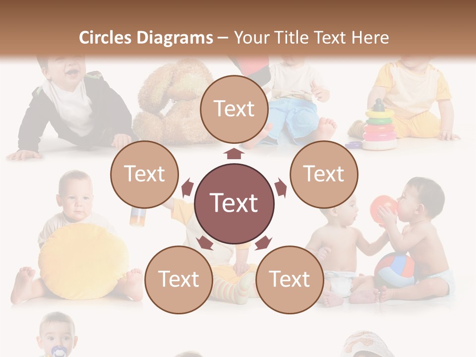 A Group Of Babies Sitting On The Ground With Toys PowerPoint Template