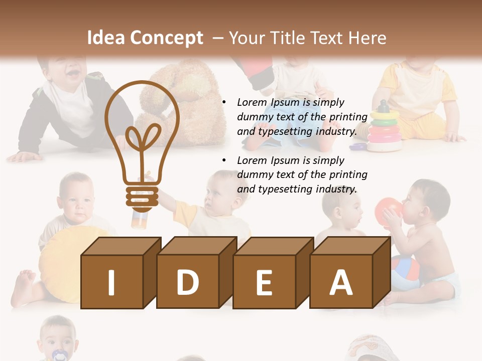 A Group Of Babies Sitting On The Ground With Toys PowerPoint Template