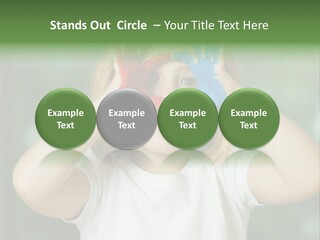A Little Girl Holding Her Hands Up To Her Face PowerPoint Template