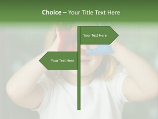 A Little Girl Holding Her Hands Up To Her Face PowerPoint Template