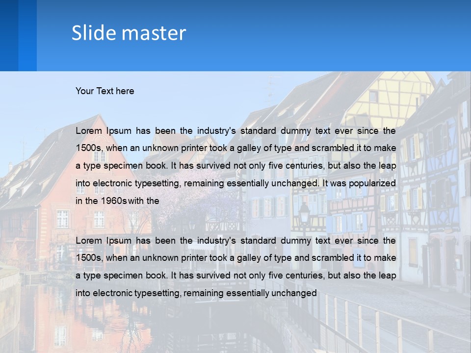 A Row Of Old Buildings With A Blue Sky In The Background PowerPoint Template