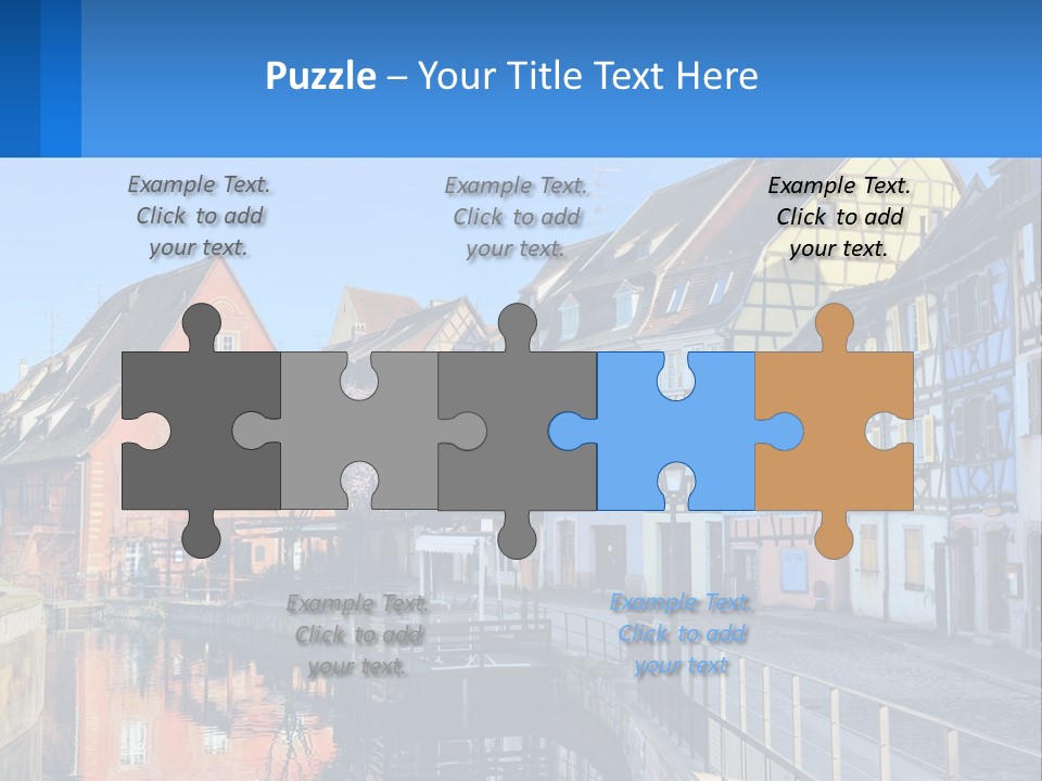 A Row Of Old Buildings With A Blue Sky In The Background PowerPoint Template