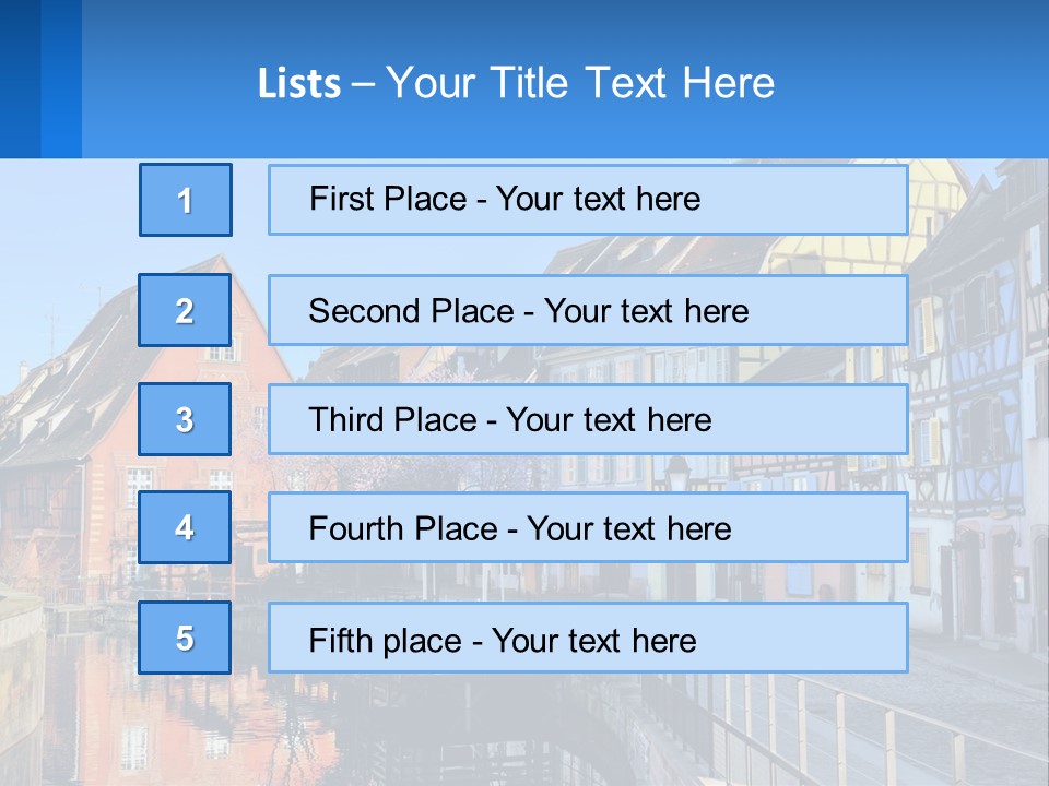 A Row Of Old Buildings With A Blue Sky In The Background PowerPoint Template