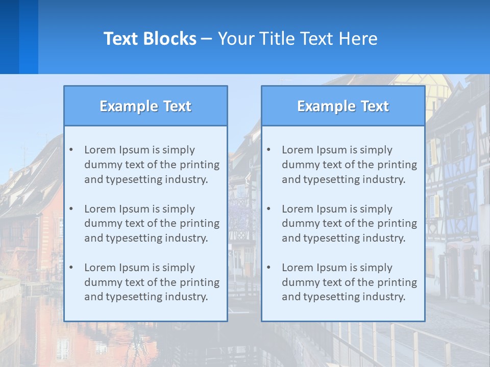 A Row Of Old Buildings With A Blue Sky In The Background PowerPoint Template