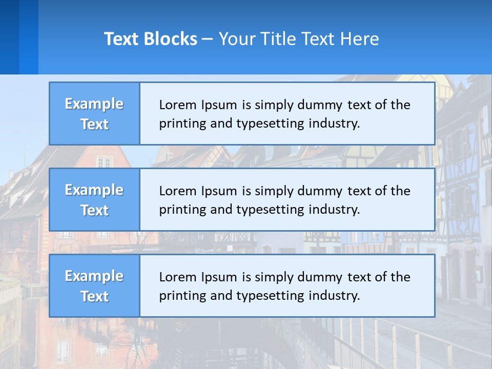 A Row Of Old Buildings With A Blue Sky In The Background PowerPoint Template