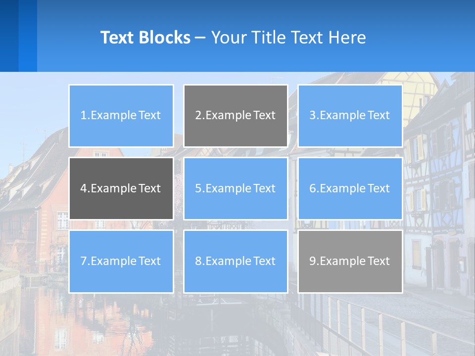 A Row Of Old Buildings With A Blue Sky In The Background PowerPoint Template