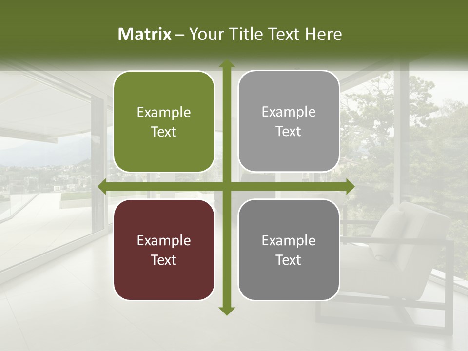 A Living Room Filled With Furniture And Large Windows PowerPoint Template