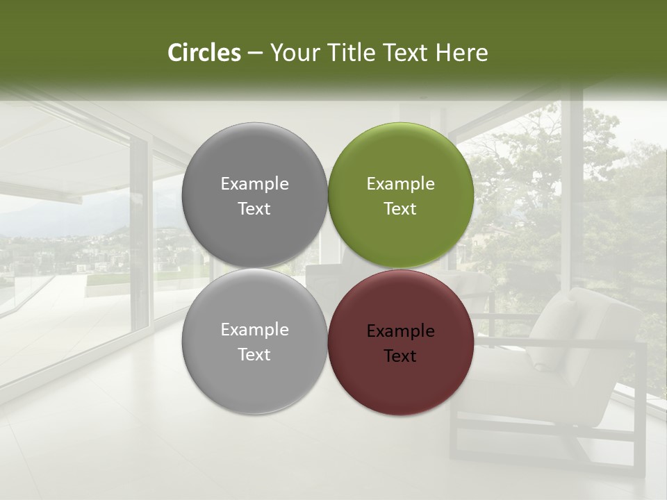 A Living Room Filled With Furniture And Large Windows PowerPoint Template