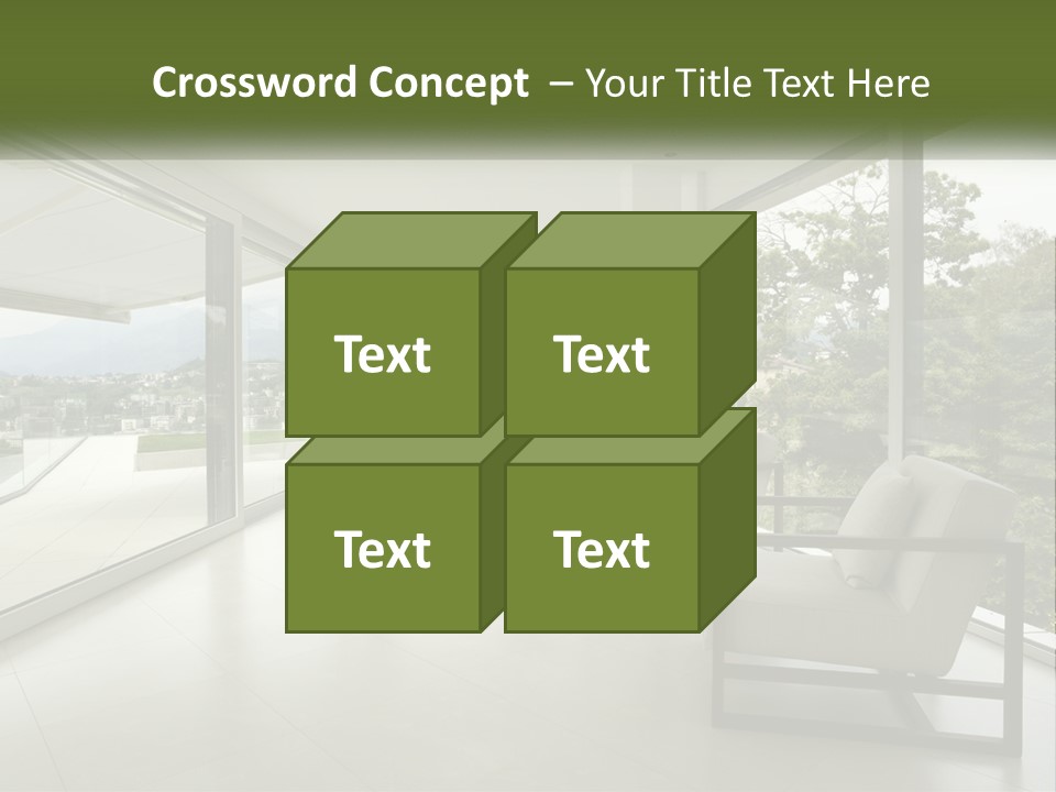 A Living Room Filled With Furniture And Large Windows PowerPoint Template