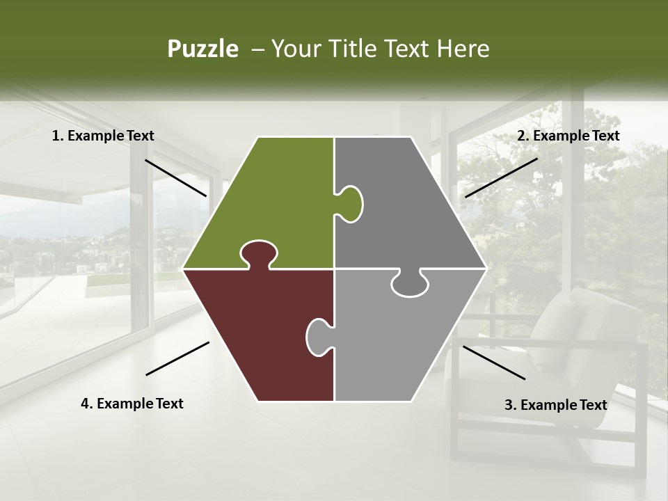 A Living Room Filled With Furniture And Large Windows PowerPoint Template