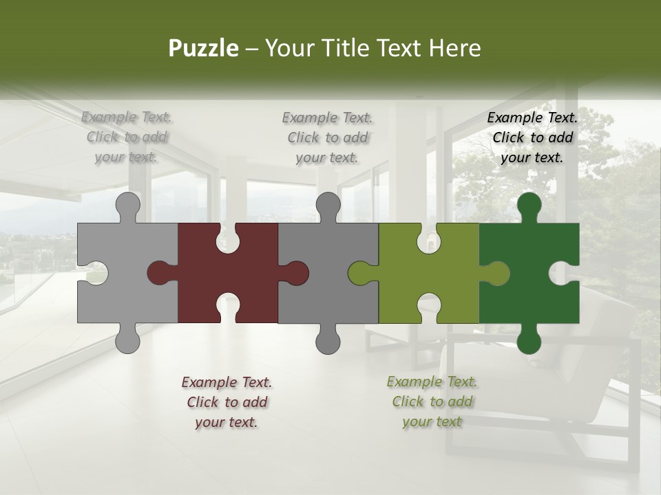 A Living Room Filled With Furniture And Large Windows PowerPoint Template