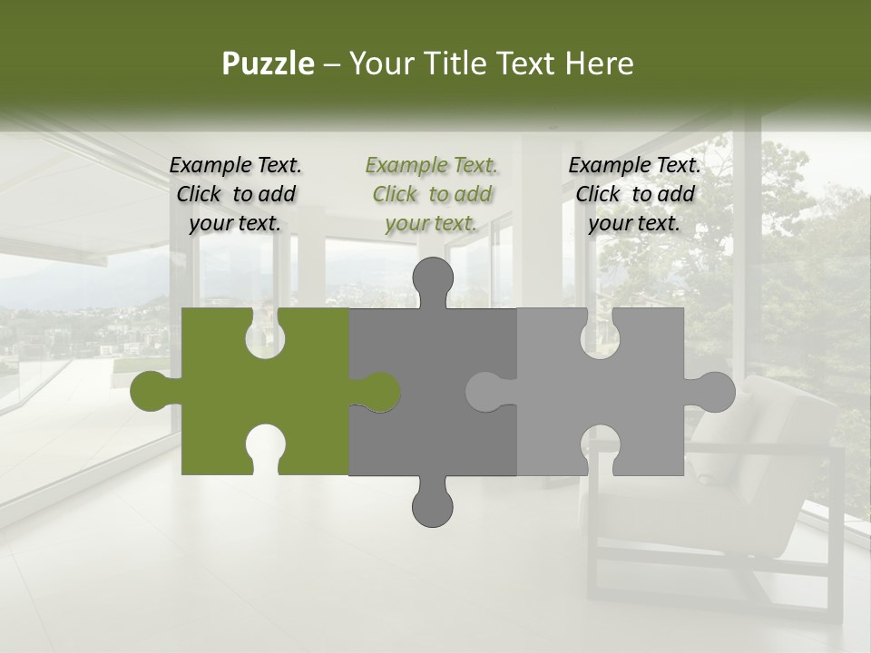 A Living Room Filled With Furniture And Large Windows PowerPoint Template