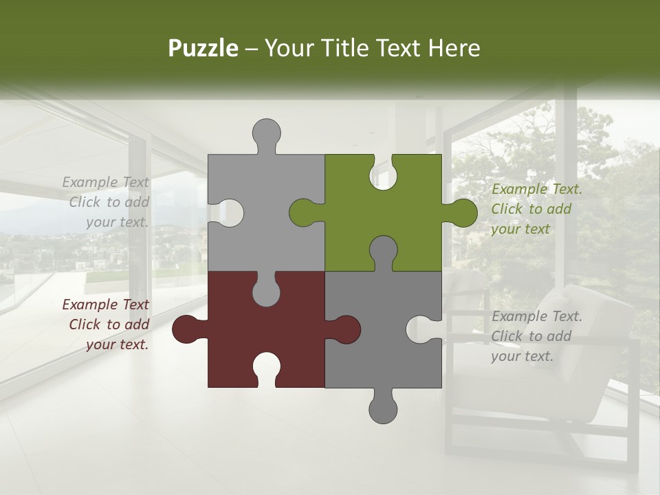 A Living Room Filled With Furniture And Large Windows PowerPoint Template