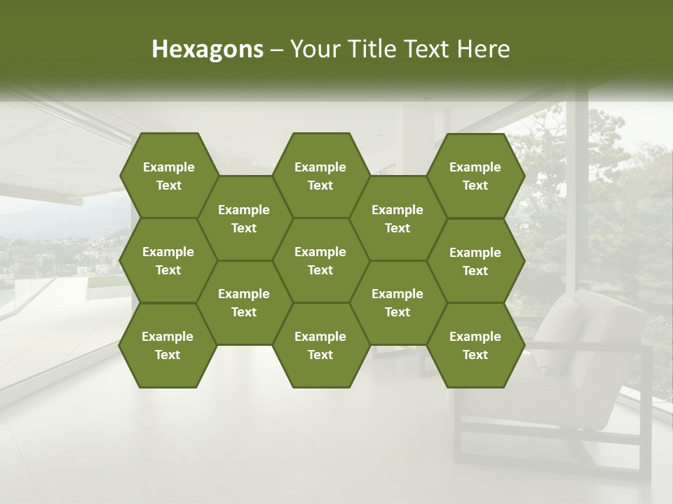 A Living Room Filled With Furniture And Large Windows PowerPoint Template