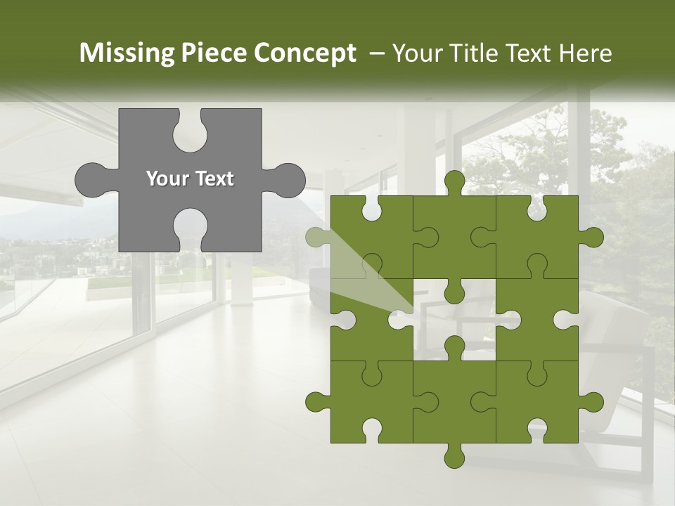 A Living Room Filled With Furniture And Large Windows PowerPoint Template