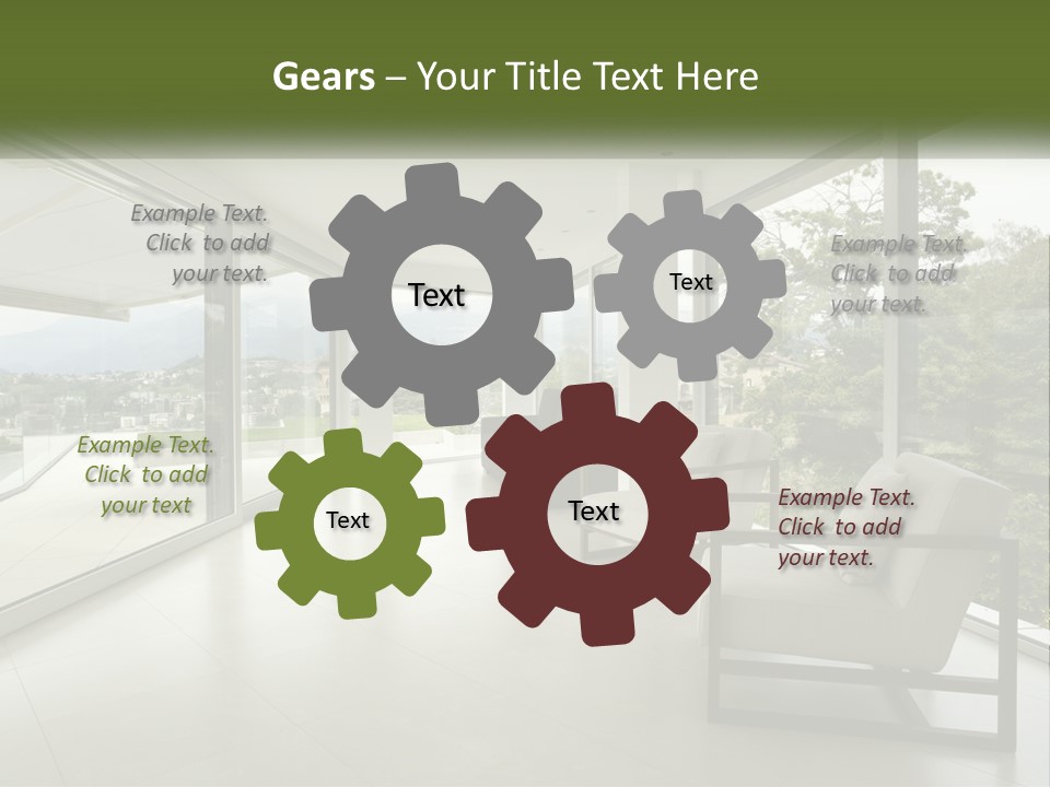 A Living Room Filled With Furniture And Large Windows PowerPoint Template