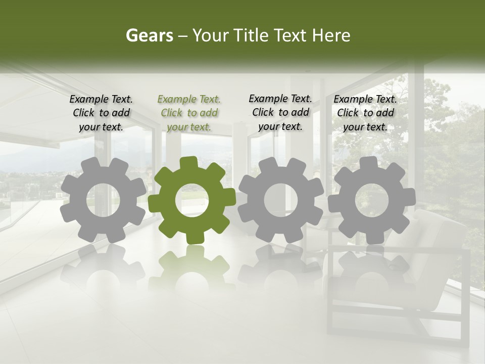 A Living Room Filled With Furniture And Large Windows PowerPoint Template