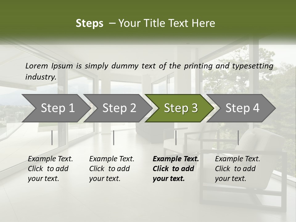 A Living Room Filled With Furniture And Large Windows PowerPoint Template
