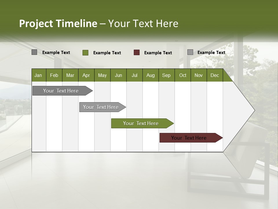 A Living Room Filled With Furniture And Large Windows PowerPoint Template