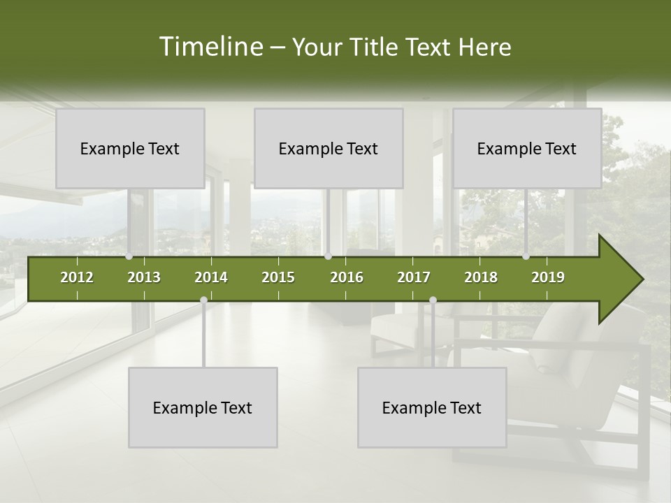A Living Room Filled With Furniture And Large Windows PowerPoint Template