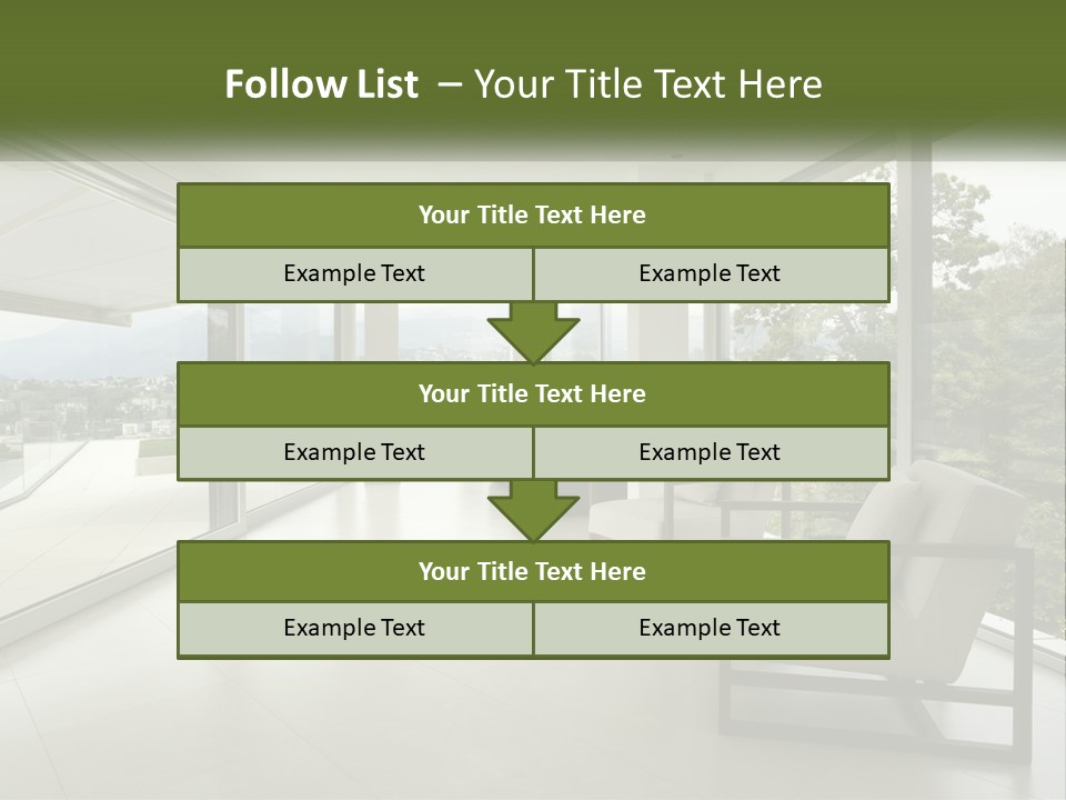 A Living Room Filled With Furniture And Large Windows PowerPoint Template