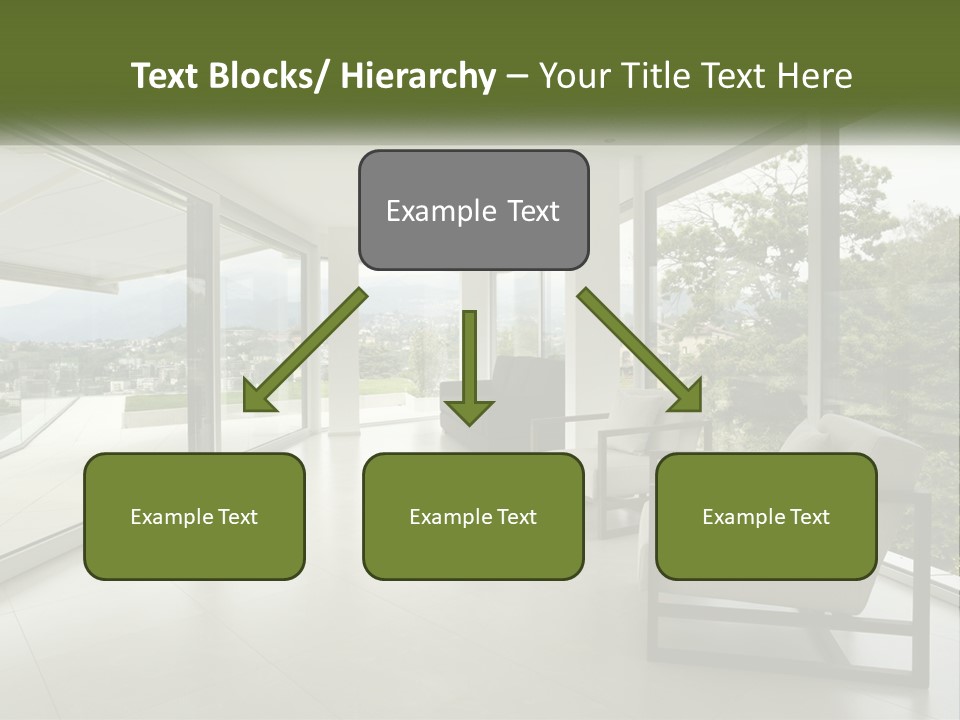 A Living Room Filled With Furniture And Large Windows PowerPoint Template