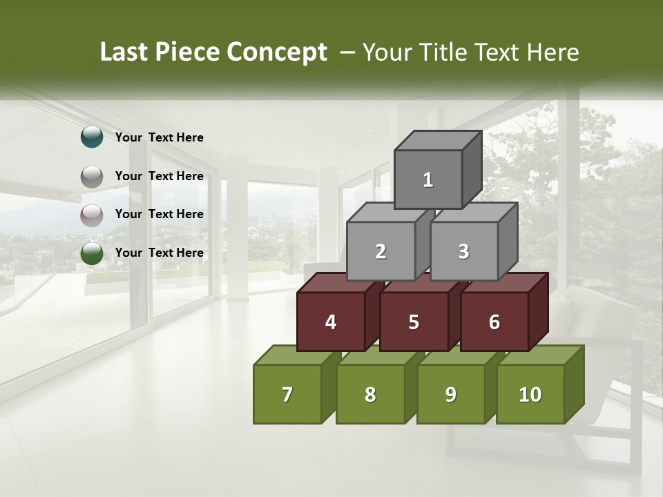 A Living Room Filled With Furniture And Large Windows PowerPoint Template